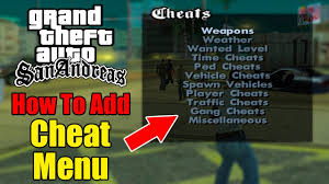 gta sa cheat menu